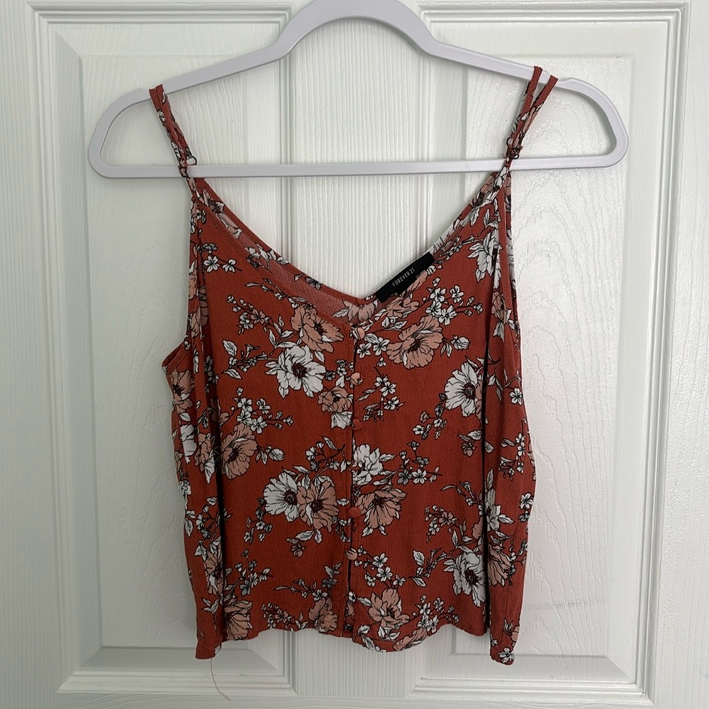 Orange Floral Dainty Tank Top